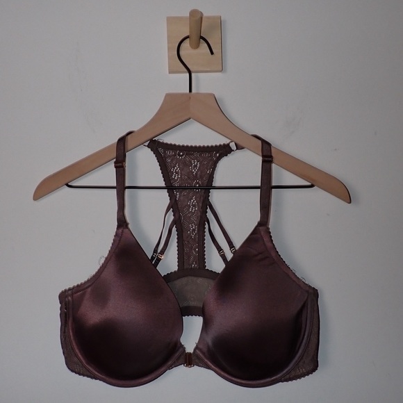 Victoria's Secret Other - Victoria's Secret Front Clasp Bra Lace Racerback in Mauve Purple size 38D